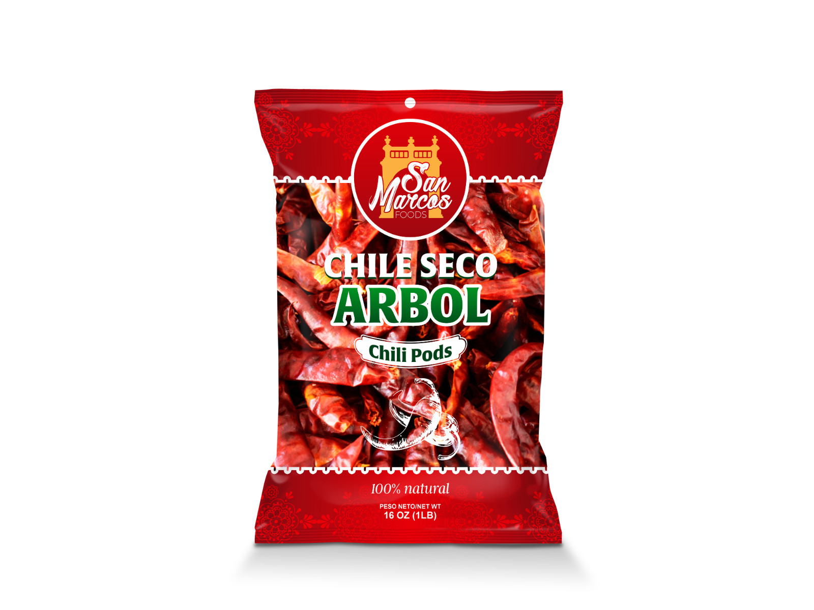 Chile De Arbol, Dried, 16 oz, Premium Quality Mexican Seasoning