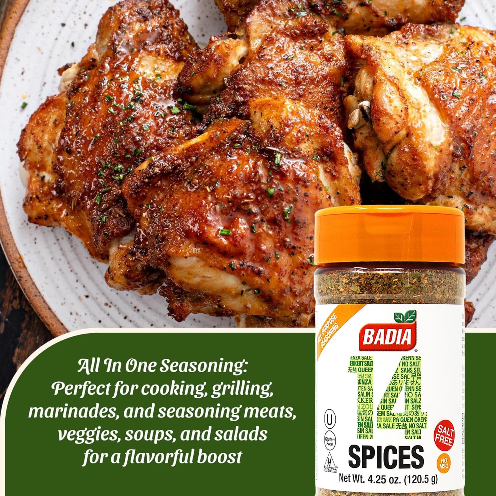All Purpose Seasoning Salt-Free Garlic Onion Herbs Spices Peppers 4.25 oz