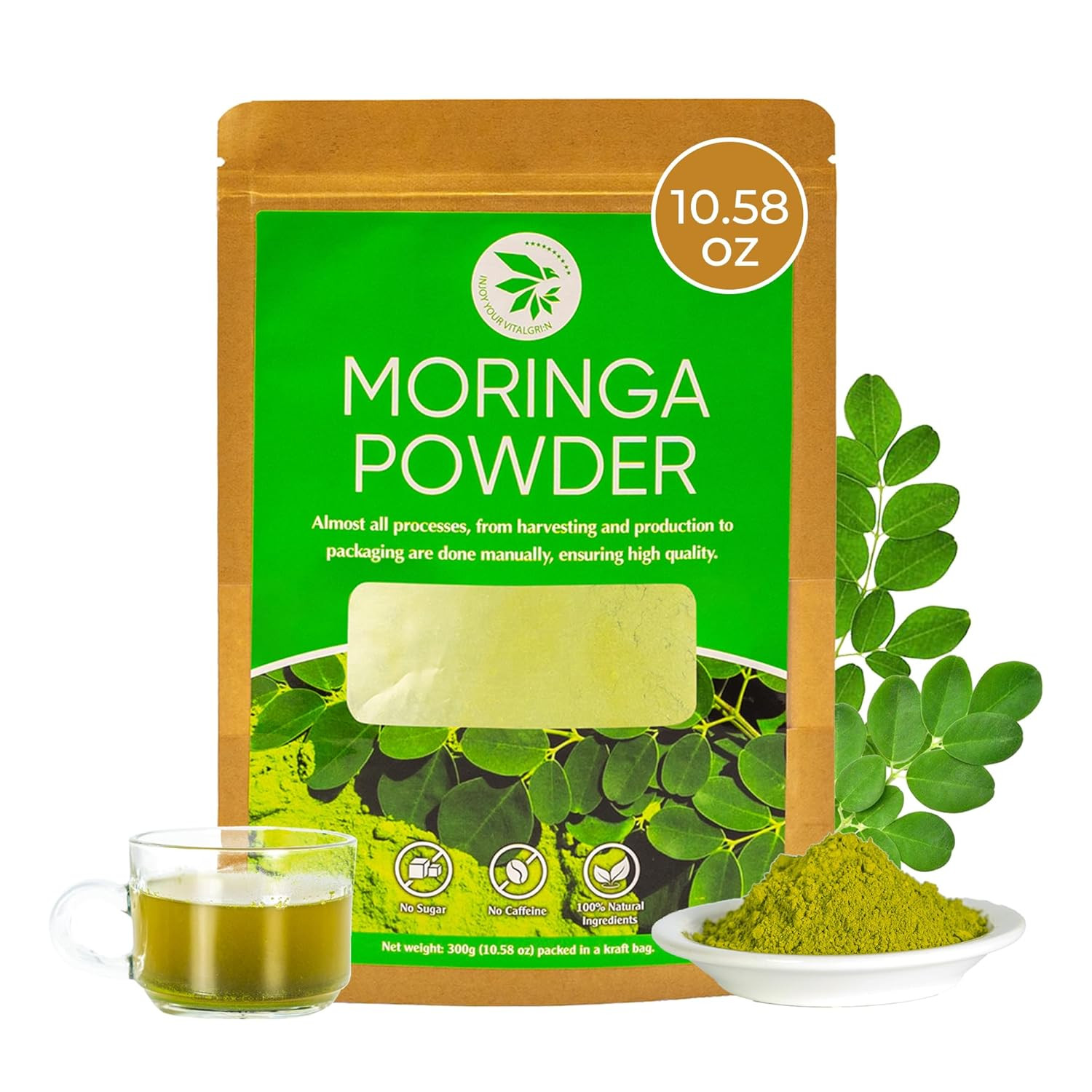 Pandan Leaf Powder 8.82 Oz, Pure & No Sugar Added, Caffeine Free, Refreshing Tas