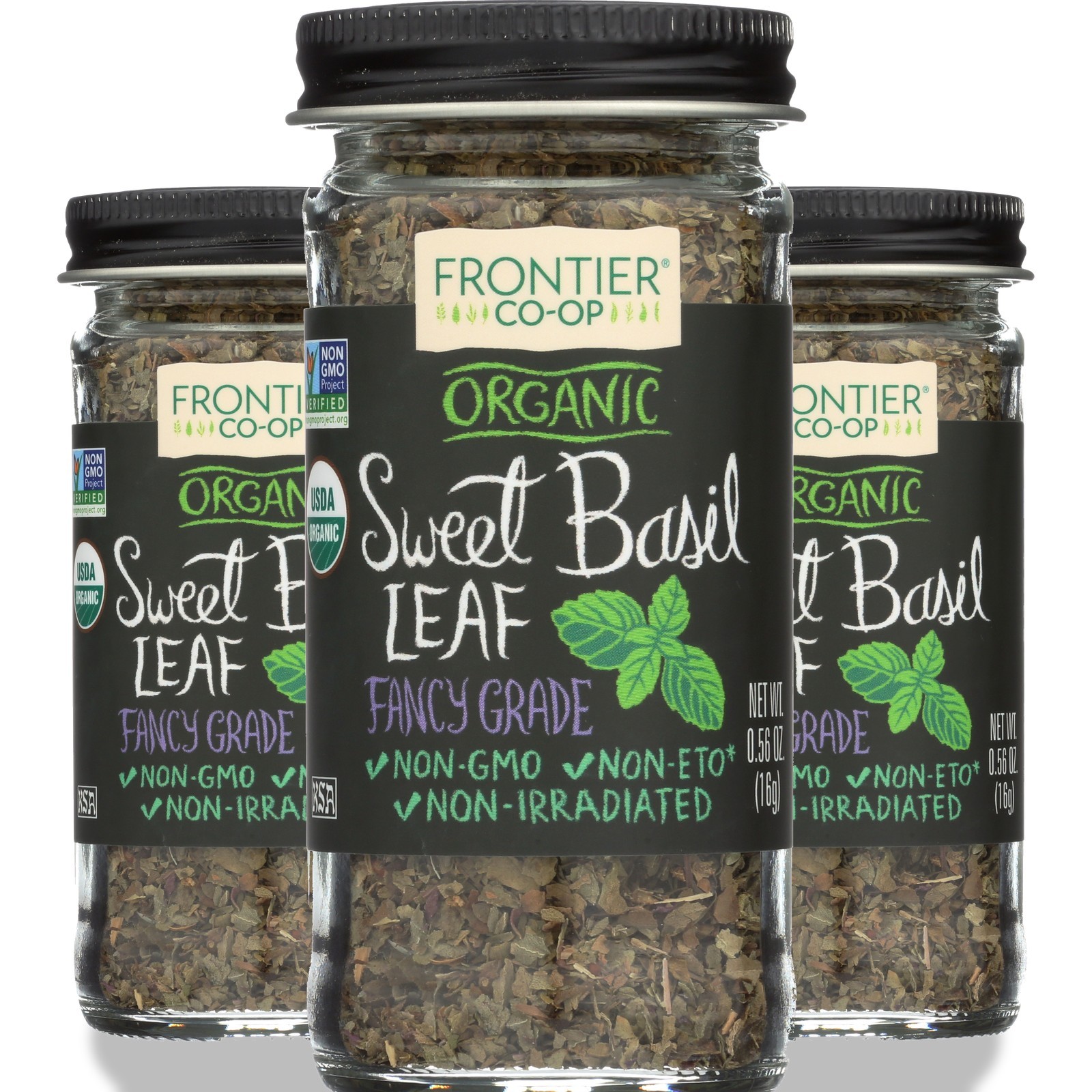 Frontier -Op Co-Op Organic Sweet Basil Leaf 0.56 Oz 3 Pack