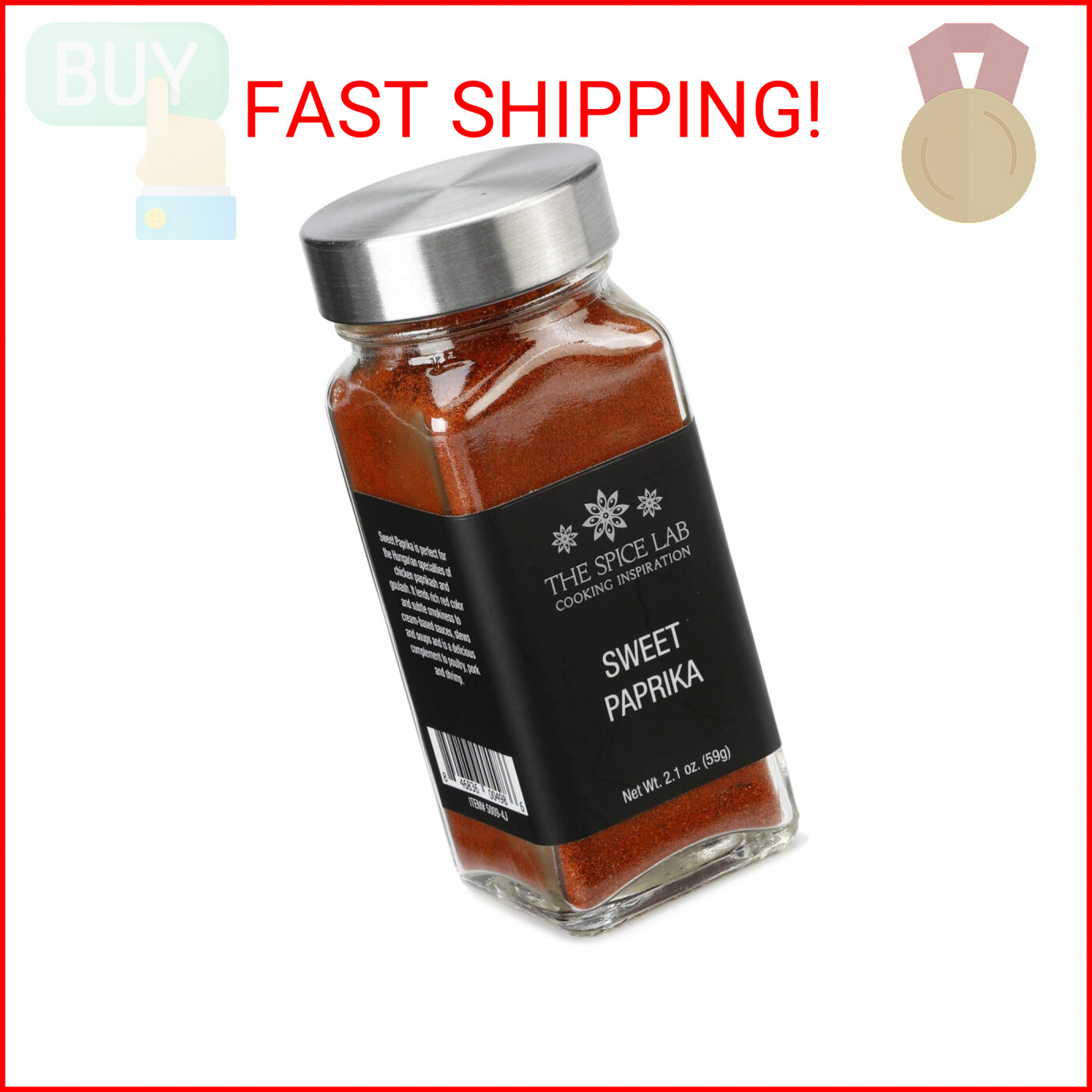 The Spice Lab Sweet Paprika Powder – High Color ASTA 120+ – 2.1 oz French Jar