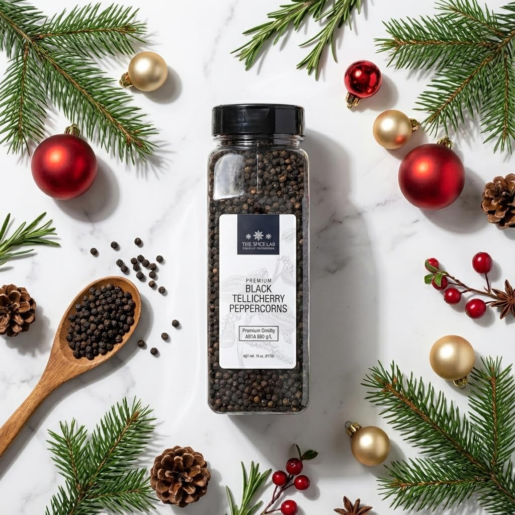 The Spice Lab Black Tellicherry Peppercorns for Grinder Packed in the USA – Stea