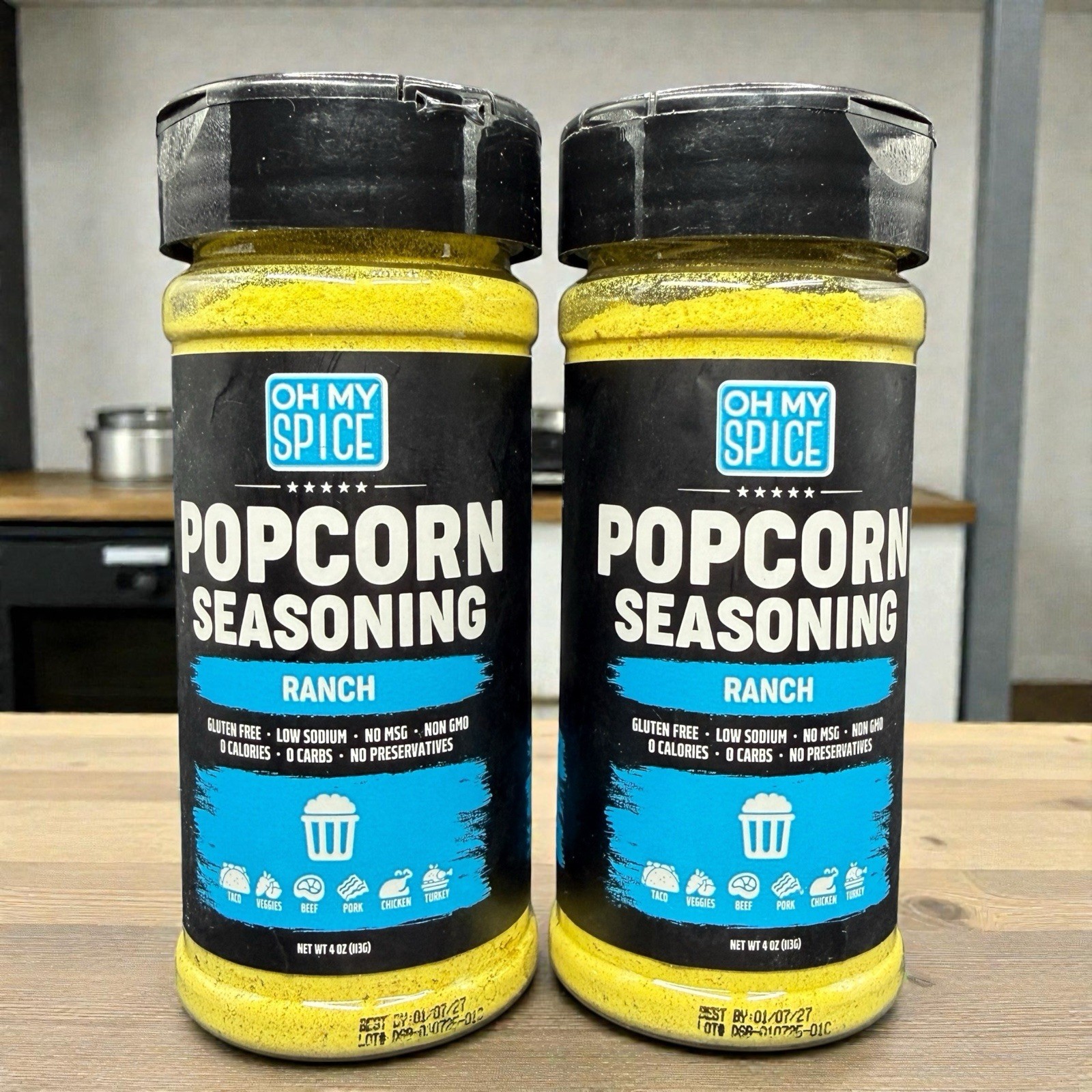 Oh My Spice Ranch Popcorn Seasoning Low Sodium Gluten Free 0 Carbs 4oz (2 Pack)