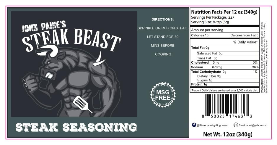 John Paine’s Steak Beast – Steak Seasoning 12oz (Cracked Lid. Seal Unbroken)