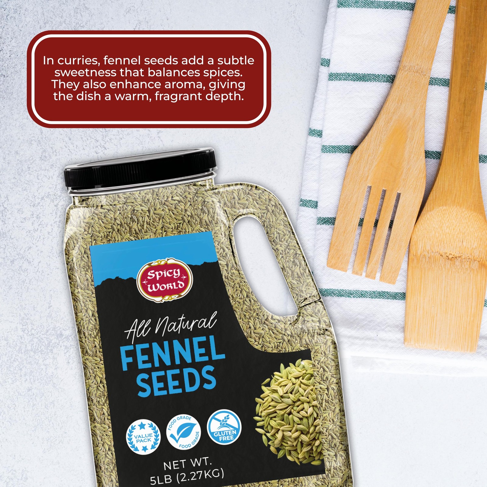 Fennel Seeds 5 LB Bulk Jar – Whole Sweet Fennel – Great for Cooking, Tea, Mou…