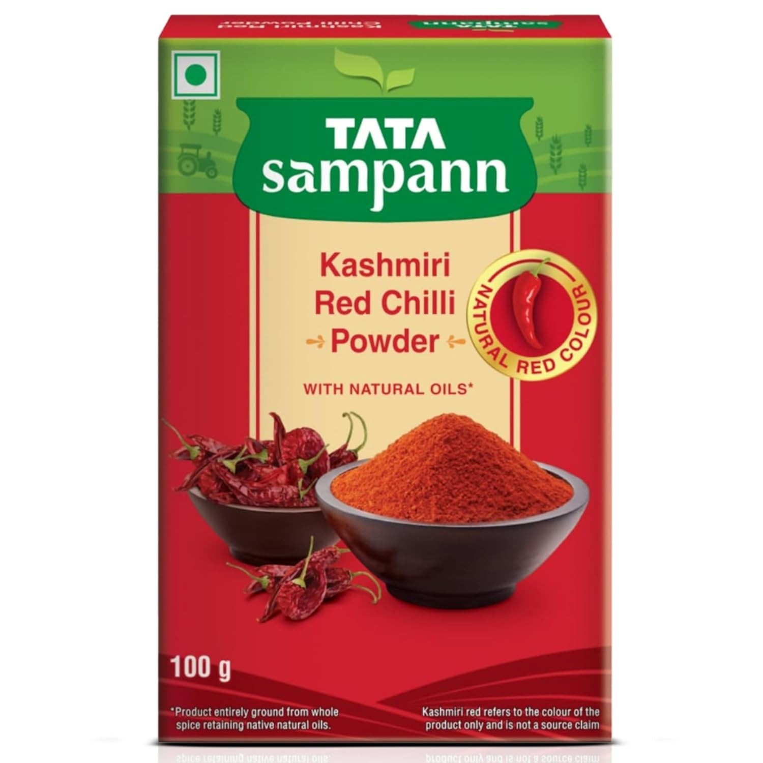 Tata Sampann Kashmiri Red Chilli Powder with Natural Oils, 100g, Kashmiri Lal Mi