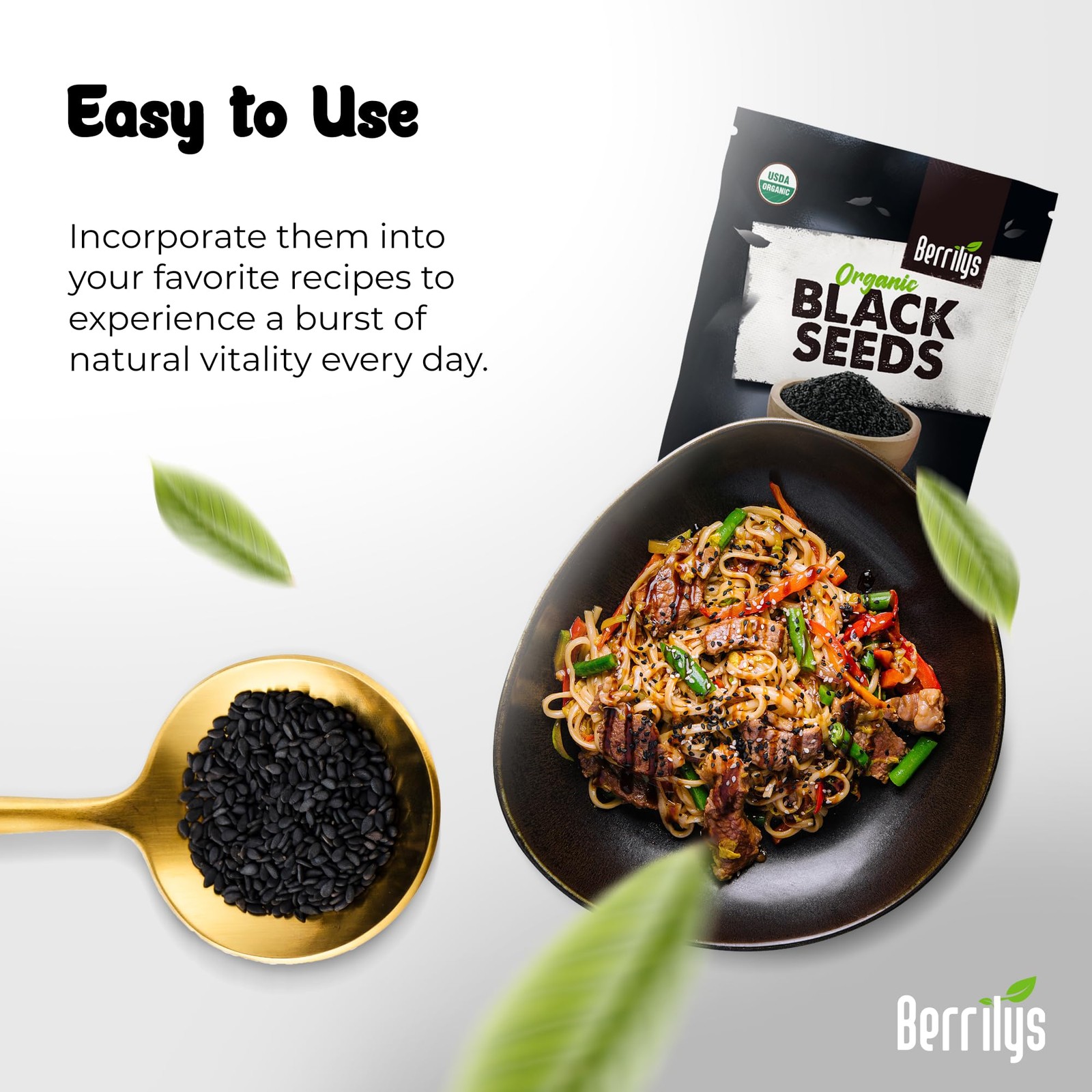 Berrilys Black Seeds – USDA Organic Nigella Sativa, Kalonji & 10 Oz