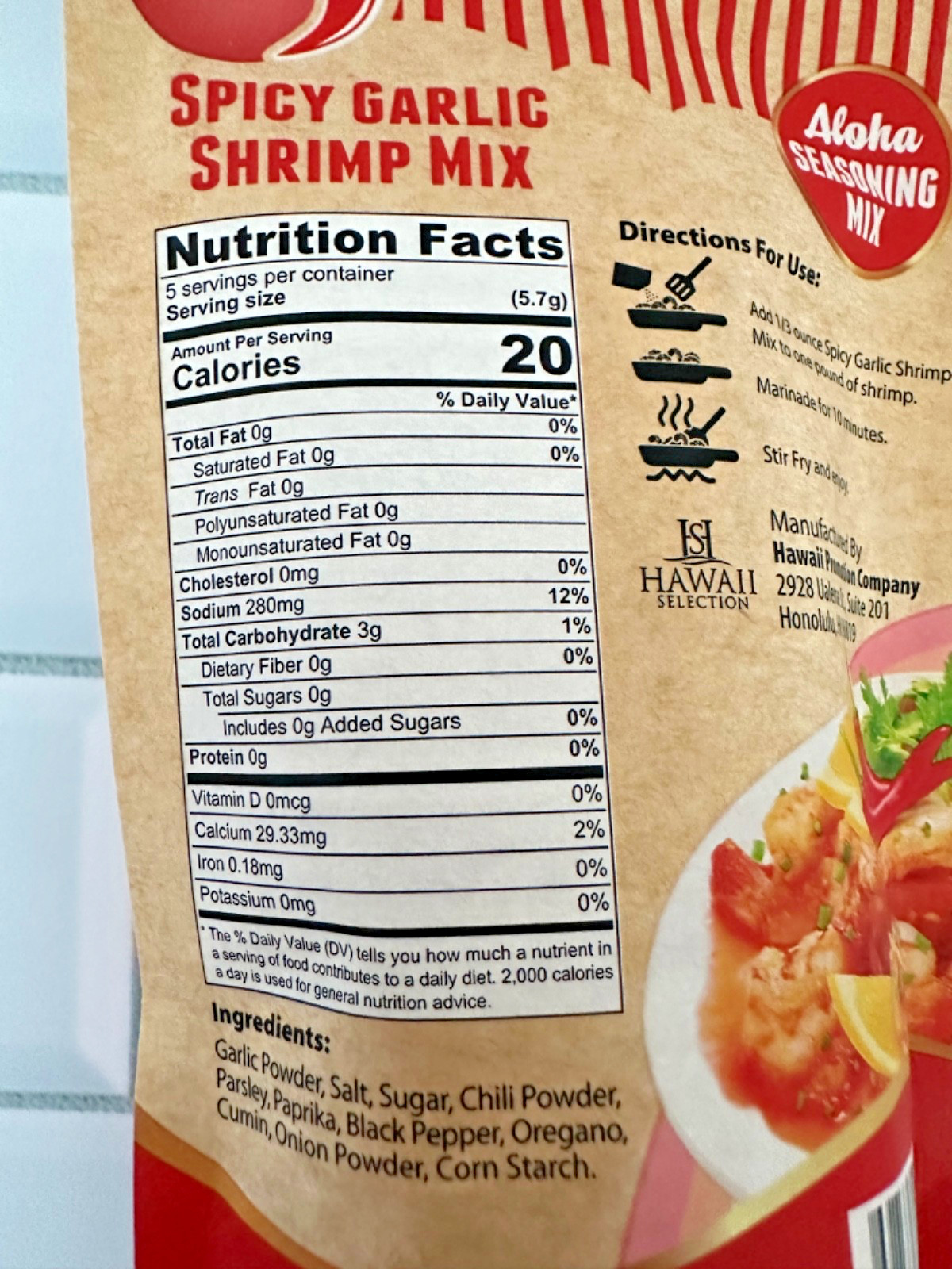 Hawaii Selection Spicy Garlic Shrimp Mix, 1 oz.