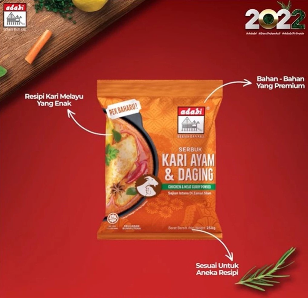 6 x 24g ADABI Chicken & Meat Curry Powder – Authentic Malaysian Curry Blend