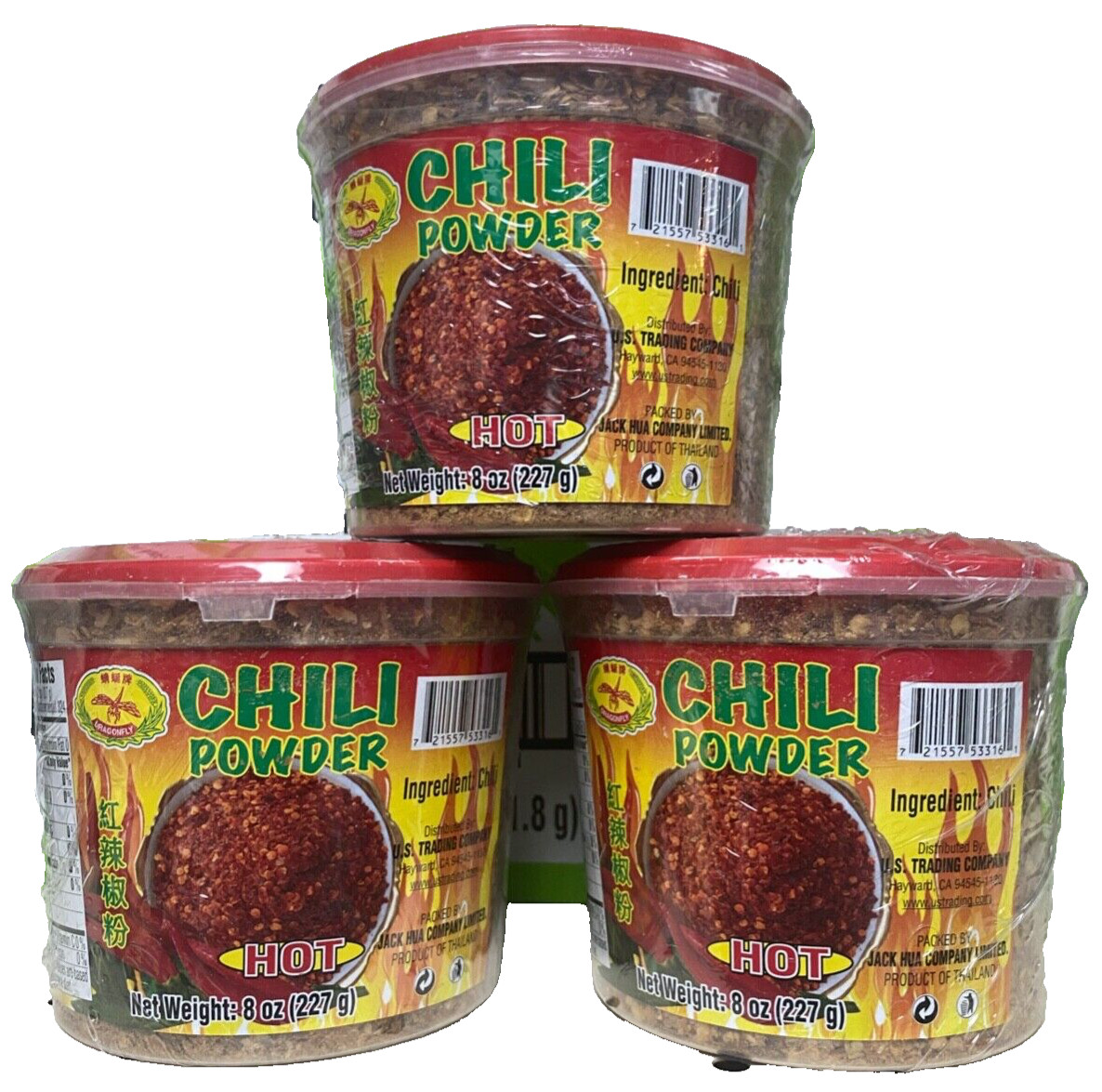 Dragonfly Chili Powder Hot set of 3