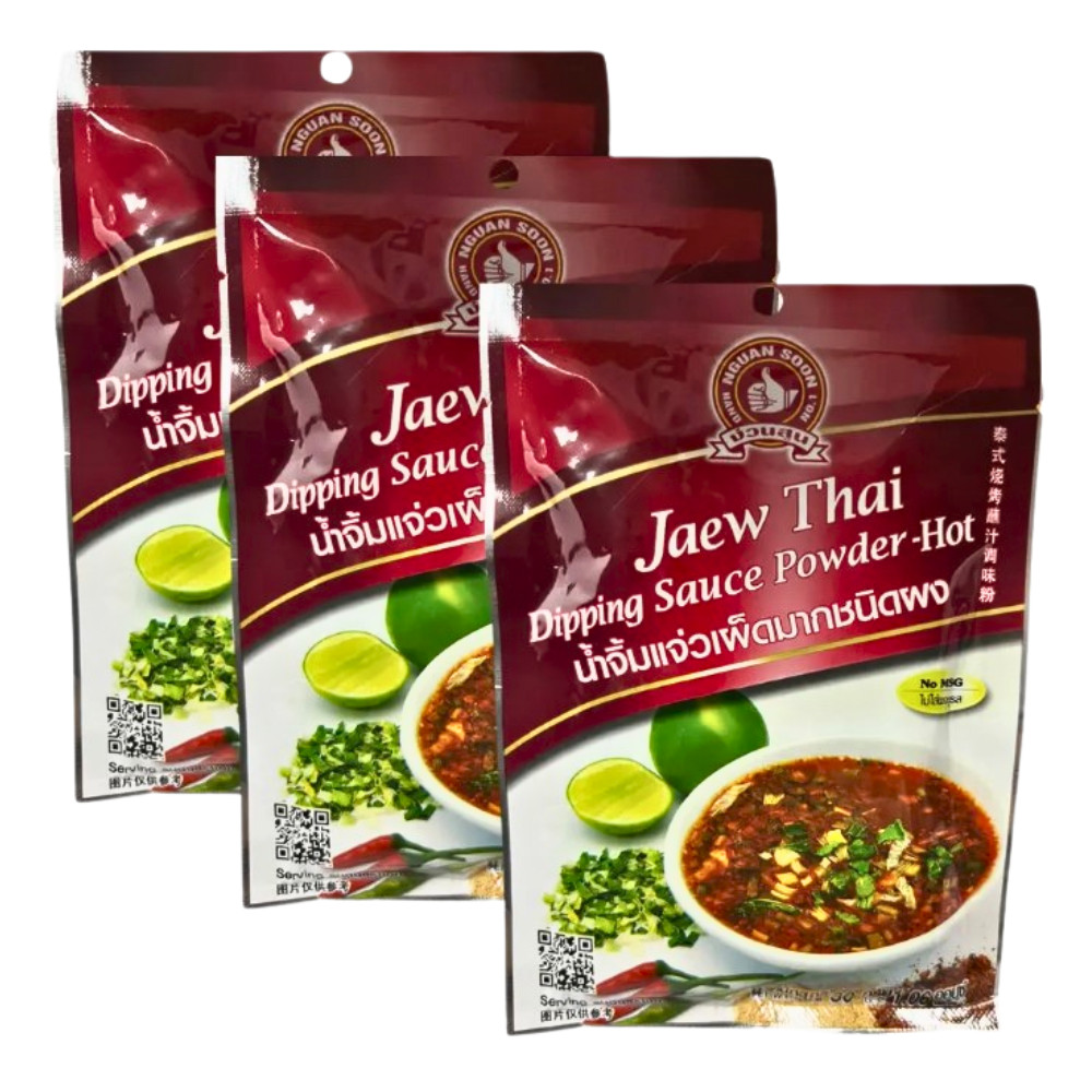 Jaew Thai Dipping Sauce Powder Mixed Super Hot Grilled Thai Food Seasoning 30gx3