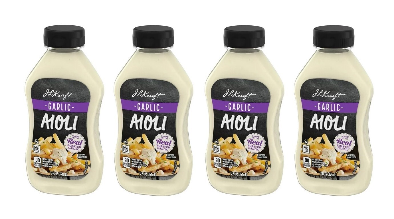 Kraft Garlic Aioli 4-Pack – Rich & Savory Garlic Spread, Size 12 oz Bottles