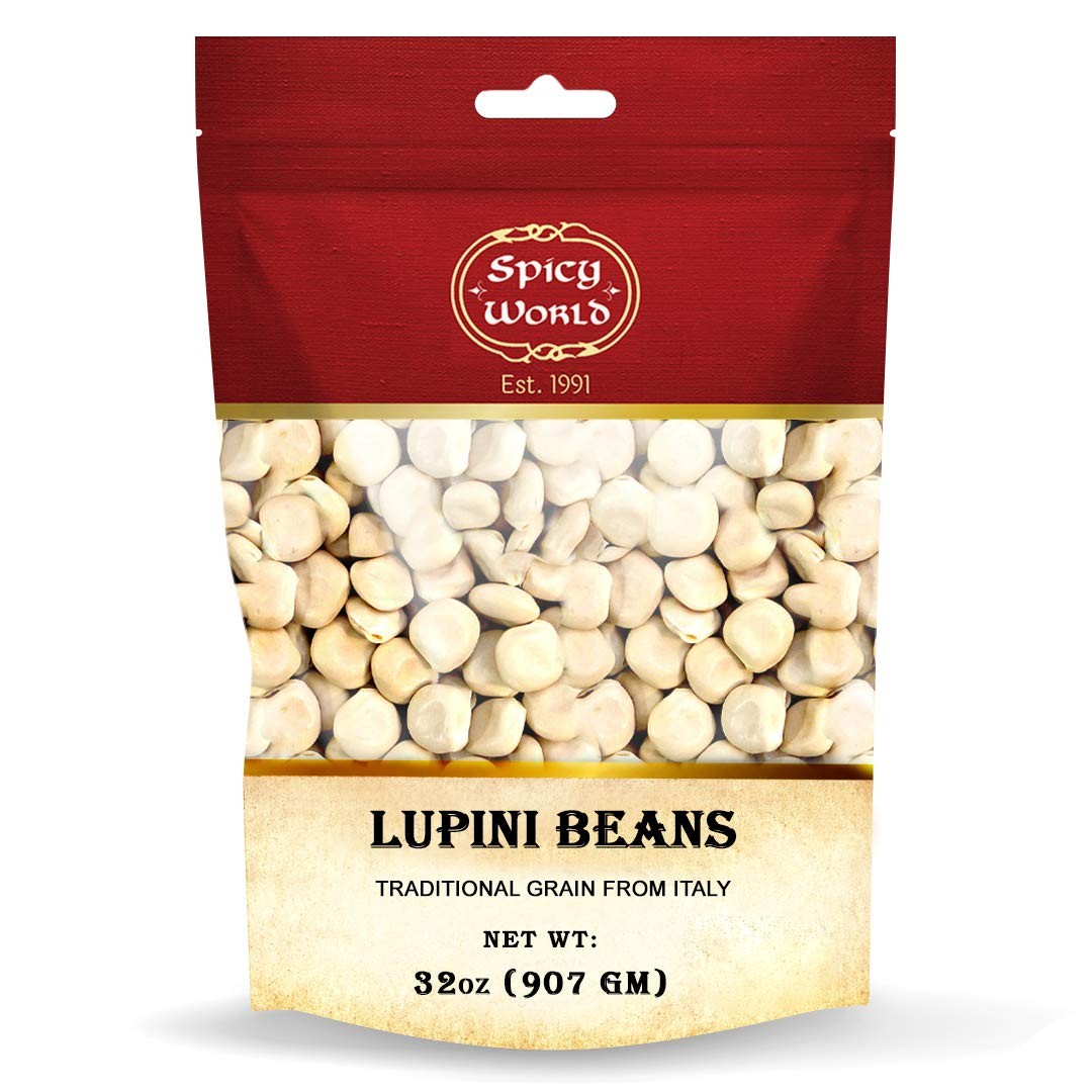 Spicy World Lupini Beans Dry Large 2 Pound Bulk Bag 32 Ounce (Pack of 1)