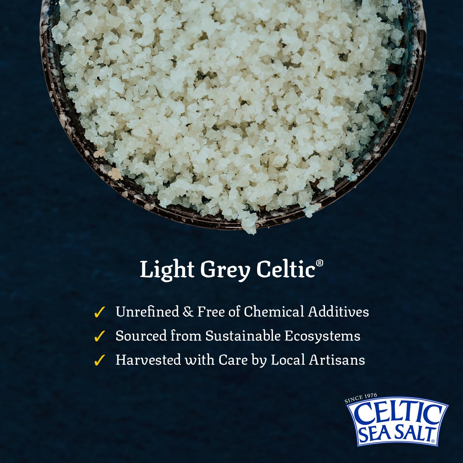 Light Grey Mineral Sea Salt 1 lb Resealable Bag Unrefined Hand Harvested