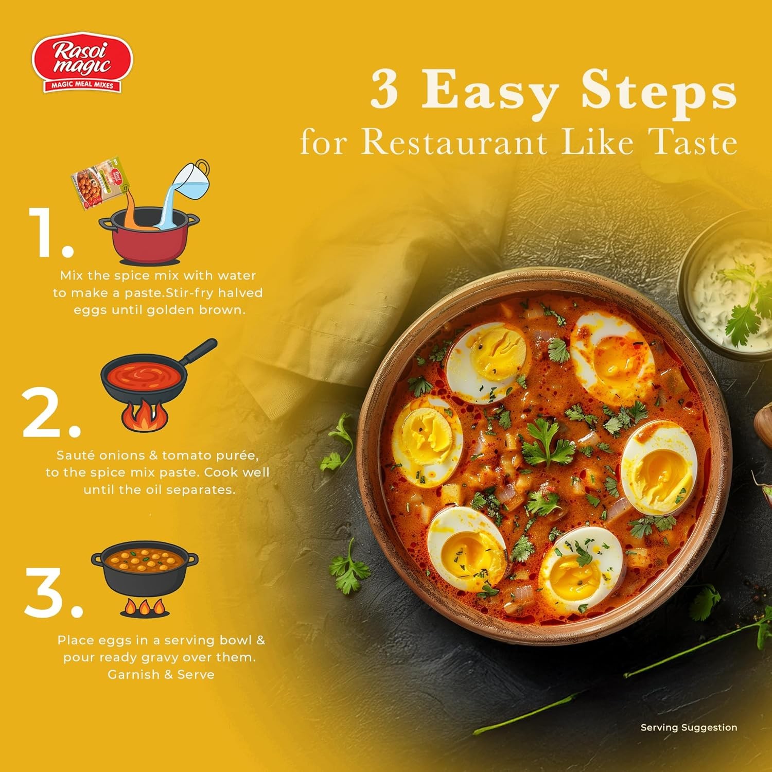 Rasoi Magic Spice Mix for Egg Curry Masala 50g (Pack of 3) Ready in 15 Min