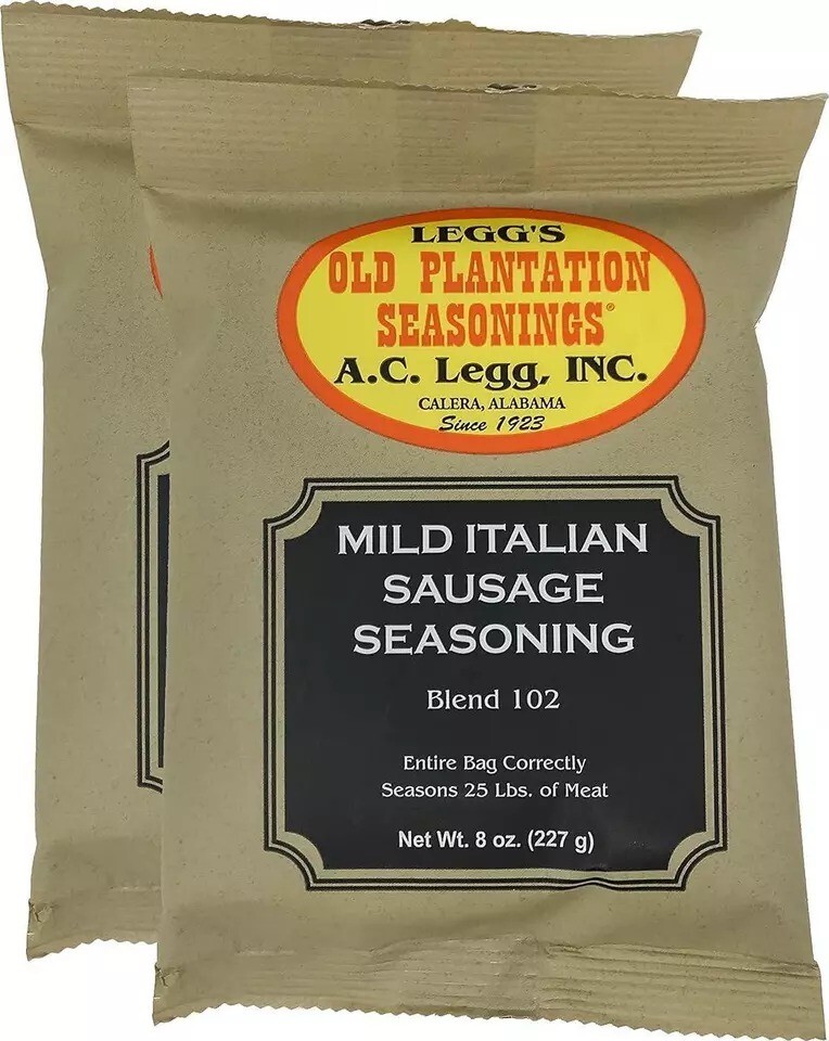 A.C. Legg’s – Mild Italian Sausage Seasoning, 2 Packs – 8 Ounce Each