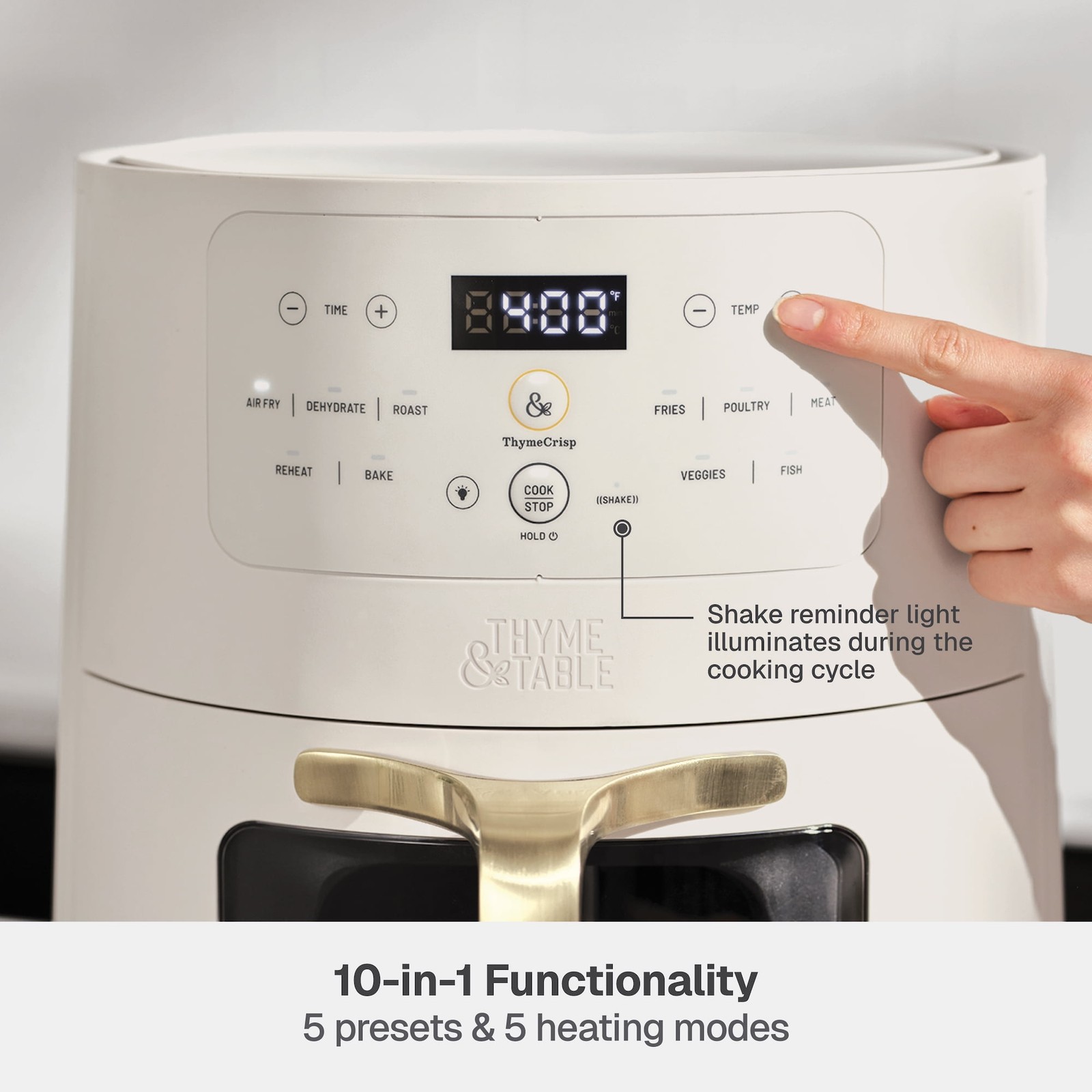 6QT Air Fryer, with Thymecrisp™ and Ceramic-Coated Nonstick Basket, Sand White