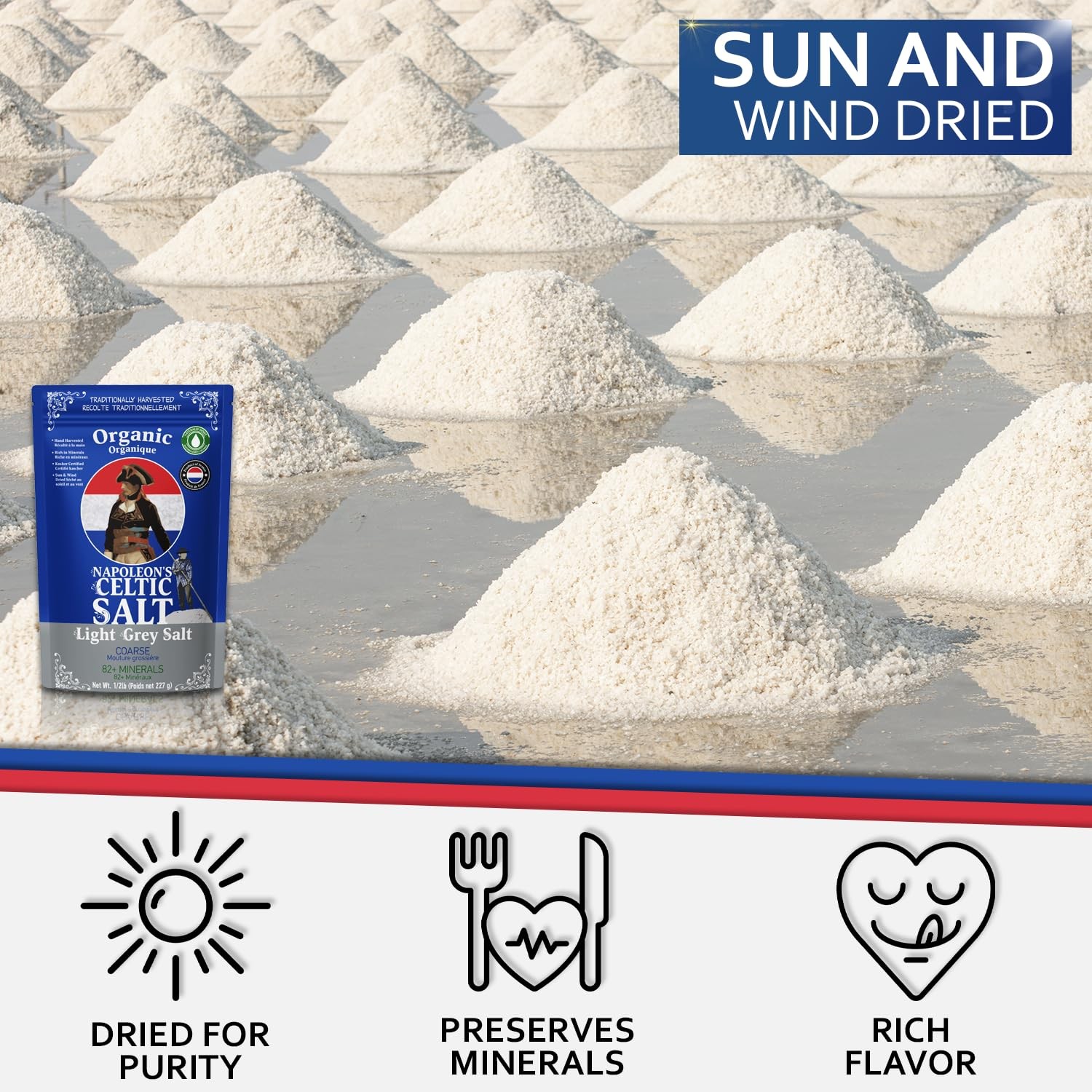 Napoleon’S Celtic Organic 82 Minerals Sea Salt Coarse, French Sea Salt, Grey Sal
