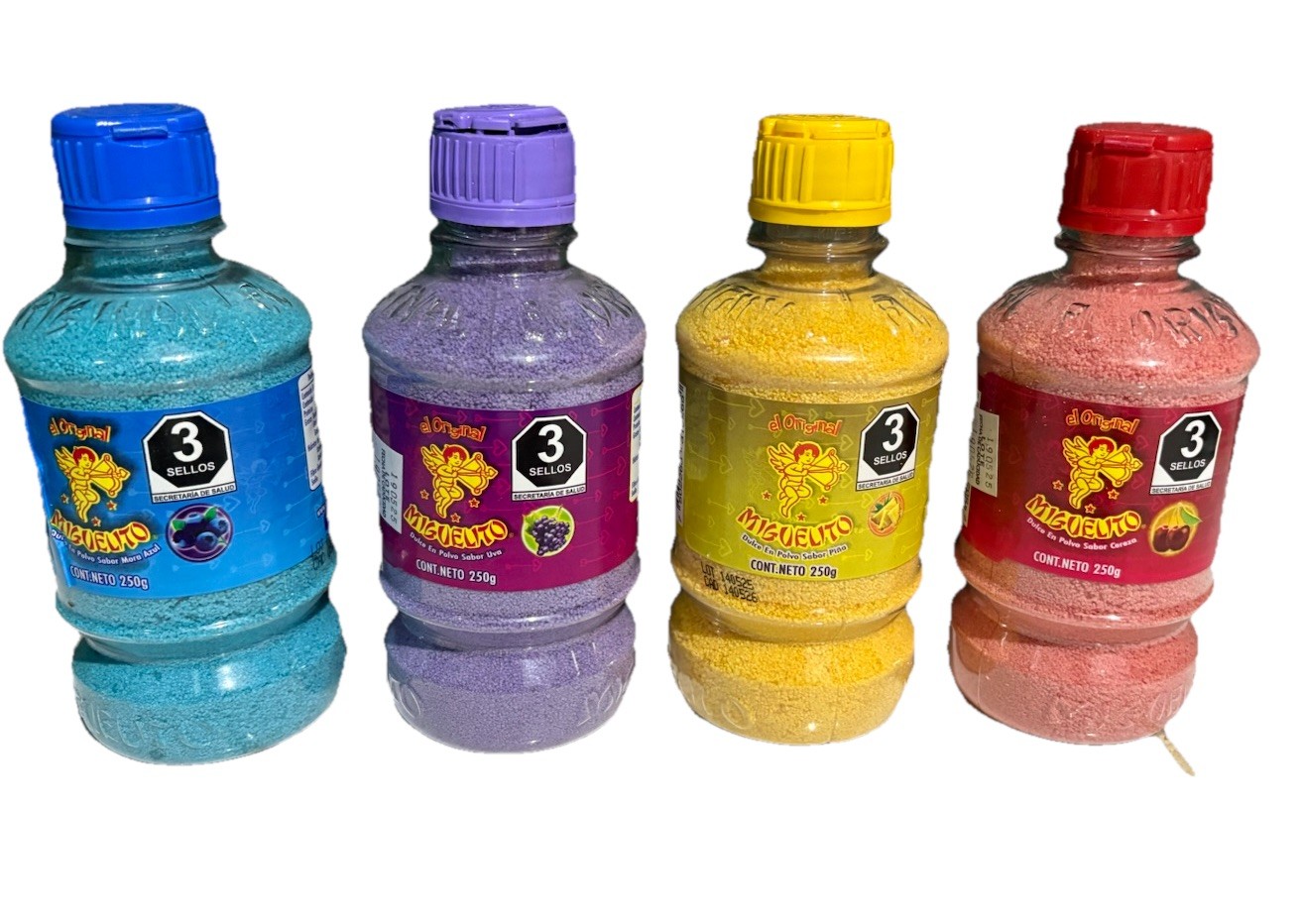 4 Pack Uva Mora Piña Cereza Fruit Seasoning Grape Cherry Pineapple Powder Drinks