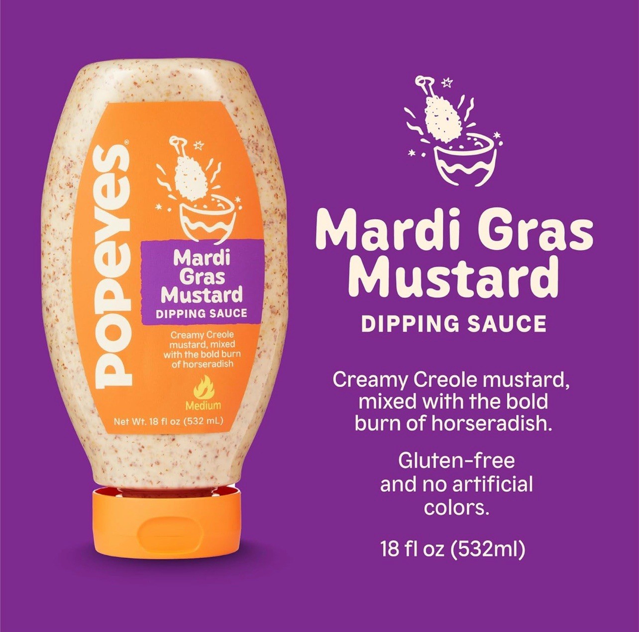 🔥 New Official Popeyes MARDI GRAS MUSTARD Creamy Mixed Dipping Sauce 18 Fl Oz