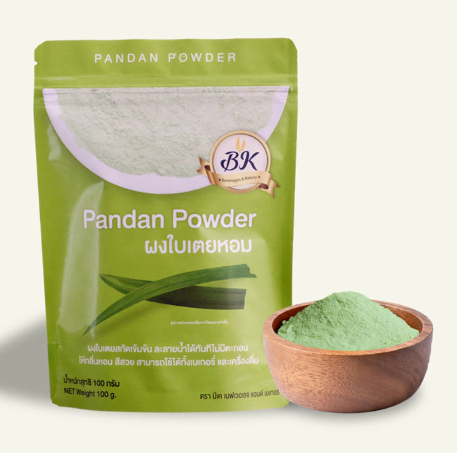 3X Dried Pandan Leaf Powder Natural Drink Bakery Dessert Beverage BK Brand 100g.