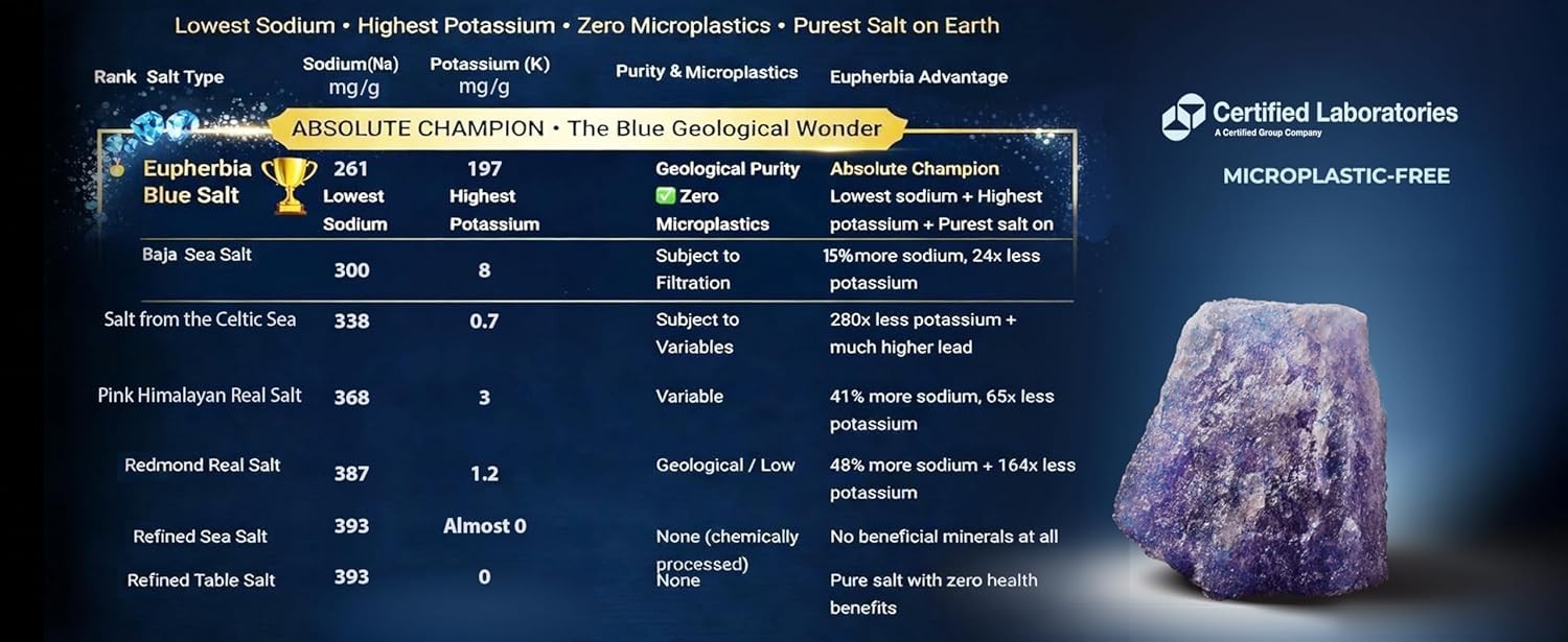 Blue Salt, Coarse, Rare Mineral Salt, High Potassium, Lower Sodium, Natural, …