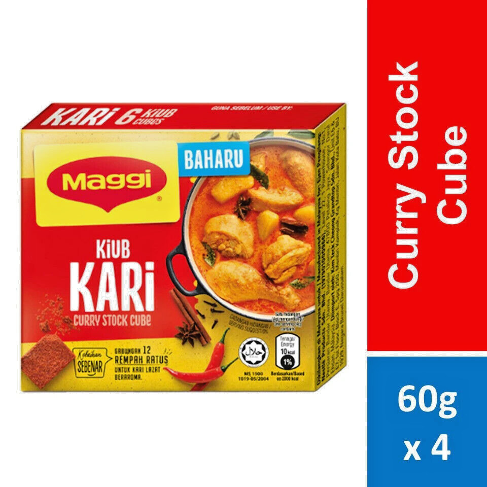 Maggi Curry Stock Cube 60g/Kiub Kari Maggi (6cube x 4 packs) Halal Food Inc Ship