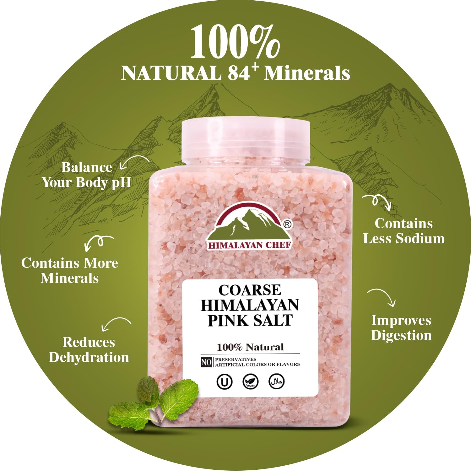 Pink Himalayan Salt Coarse Grain 5 lb Jar, Mineral Rich, Grinder Refill, Cooking