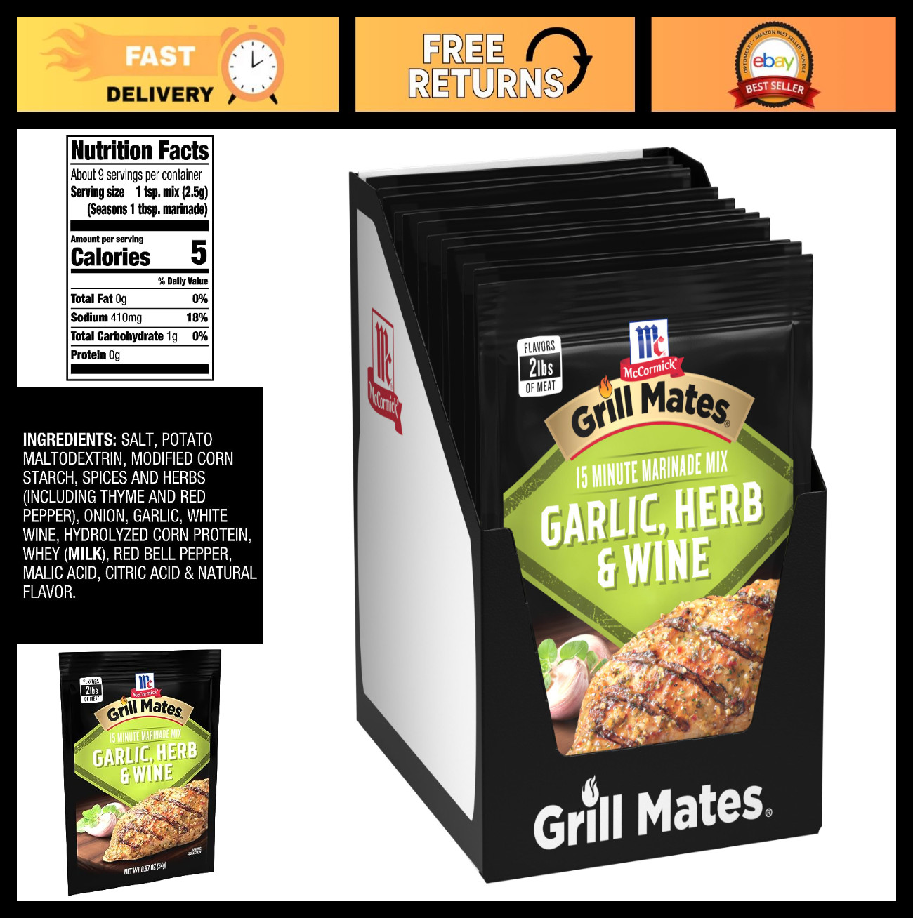 Garlic Herb Wine Marinade Mix – 12 Pack, Perfect for Grilling & BBQ Seasoning