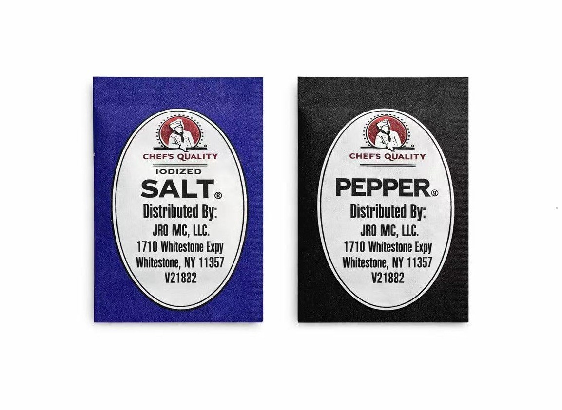 Iodized Salt Packets and Pepper Packets, Individual Wrapped Packets