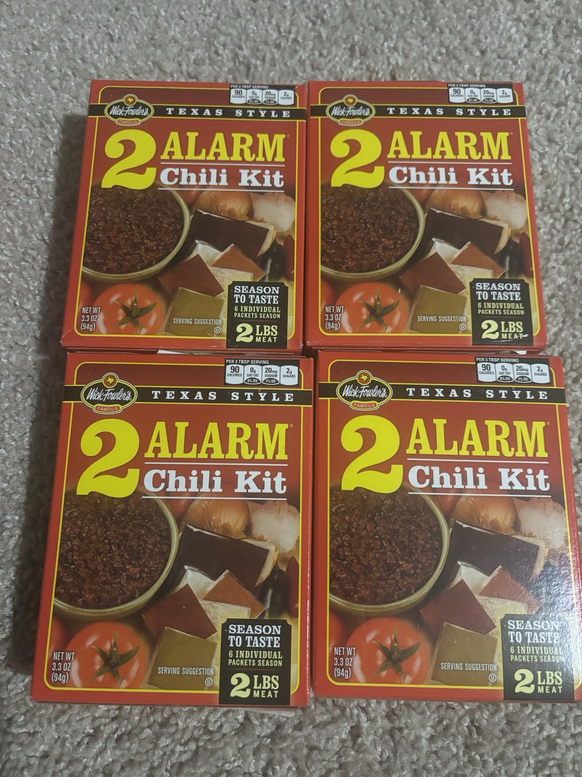 Wick Fowler’s Texas Style 2 Alarm Chili Mix Kit 3.3 oz ( 4 Pack)