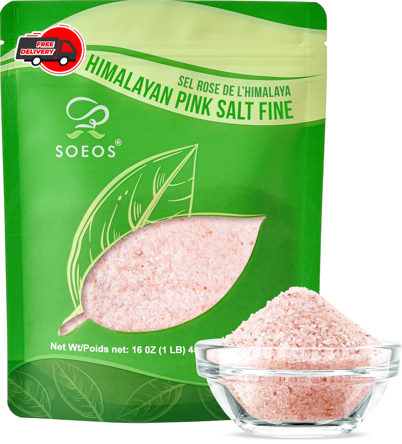 Himalayan Pink Salt Fine Grain, 16 Oz 1 Pound Pink Himalayan Sea Salt Rock Sal