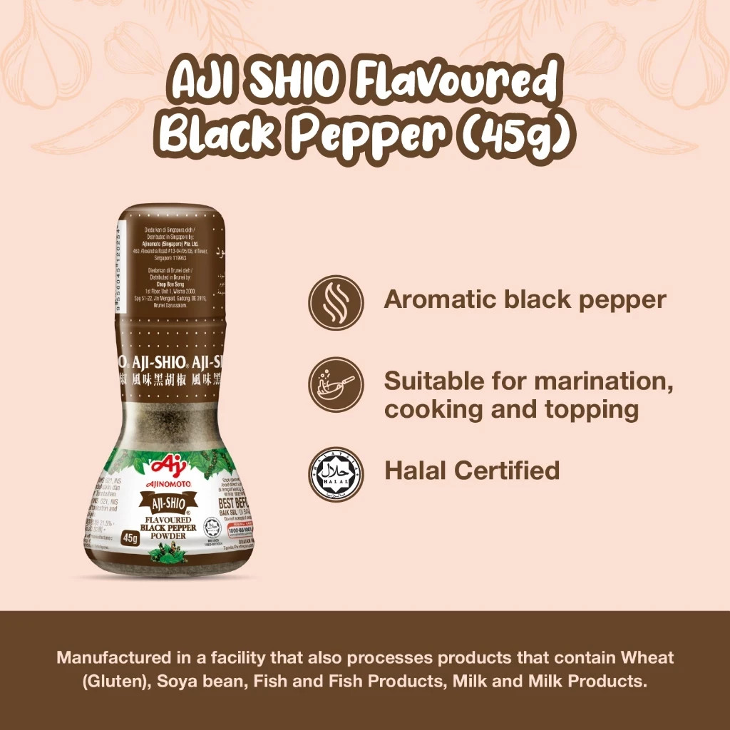 2x Aji-Shio Flavoured Black Pepper 80g Aromatic Seasoning for Everyday Cooking