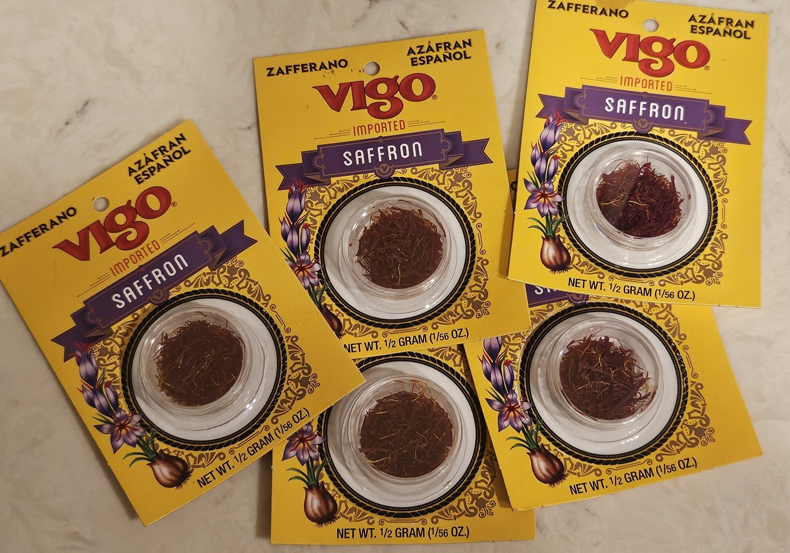 LOT 5 Vigo Saffron 0.5 g Card Pack New SPAIN Seasoning Exp 2028