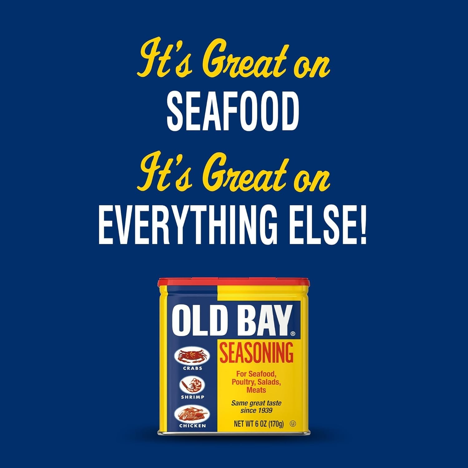OLD BAY Seasoning Classic Seafood Spice Blend 6oz Non GMO Gluten Free for Shrimp