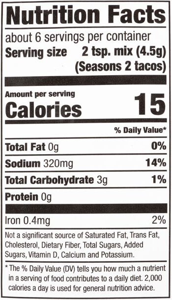 McCormick Mild Less Sodium Taco Seasoning Mix