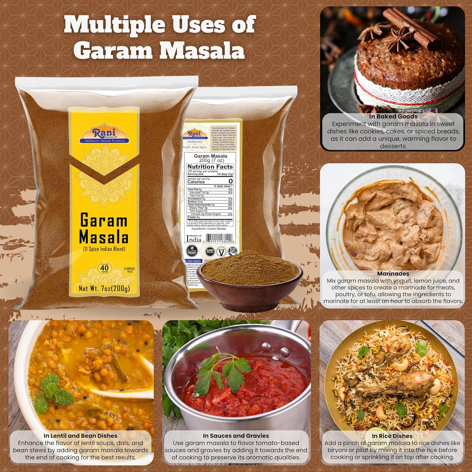 Rani Garam Masala Indian 11-Spice Blend 7oz (200g) ~ All Natural, Salt-Free | Ve