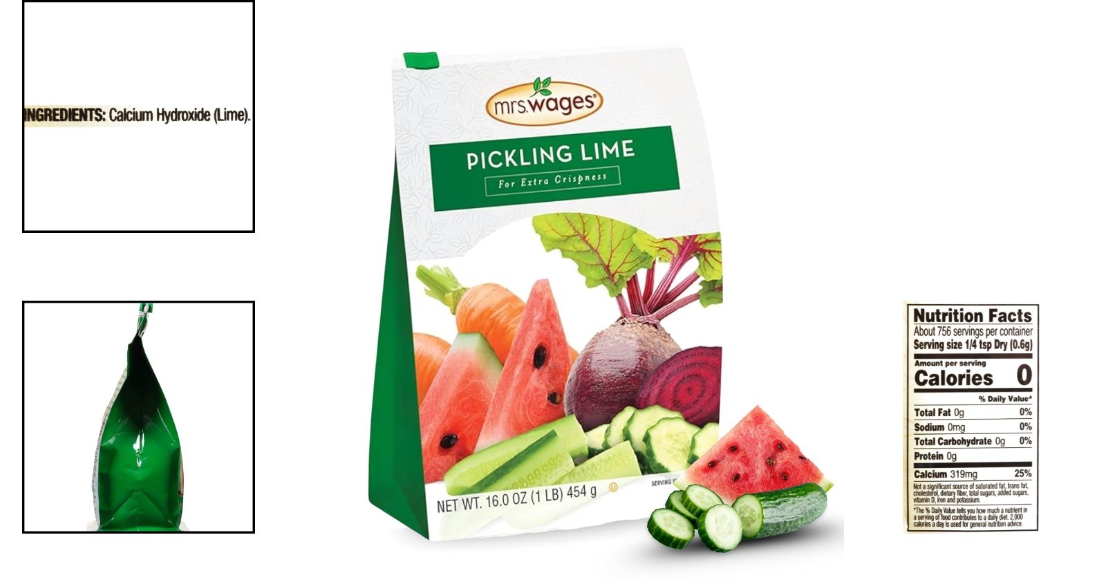 Kosher Certified Pickling Lime – Versatile for Cucumber, Tomato & More – 1 lb
