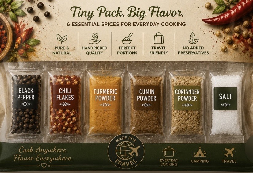 Mini Spice Kit On The Go 6-Pack Essential Spices Travel Pack Natural Brands
