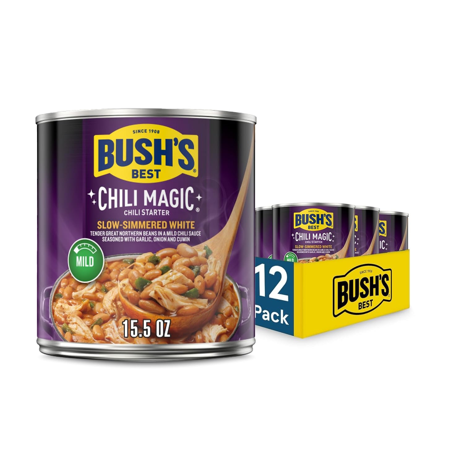 BUSH’S BEST 15.8 oz SlowSimmered White Chili Magic Starter, Gluten Free, 12pack