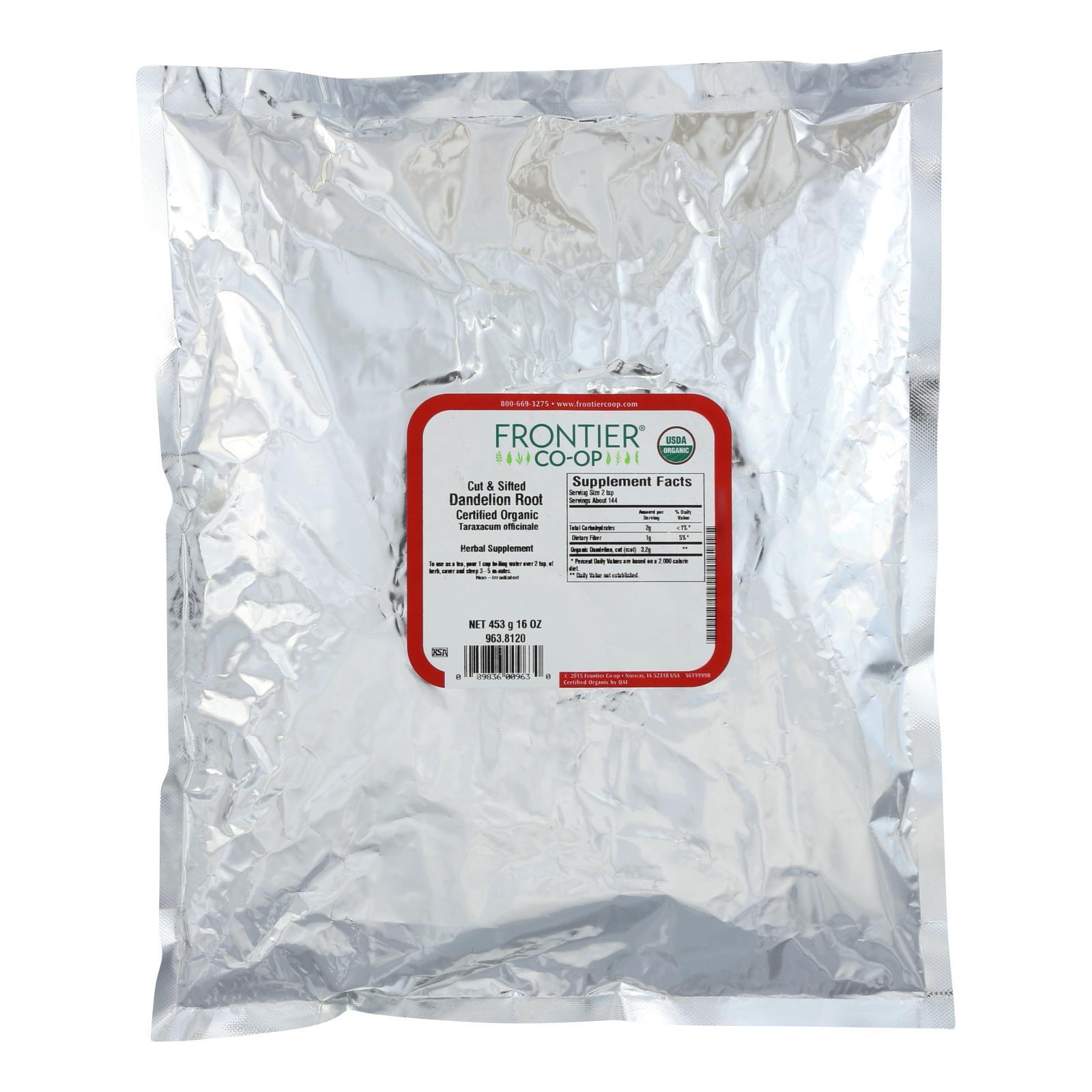 Frontier Herb Organic Dandelion Root Cut & Sifted 16 oz (Pack of 3)