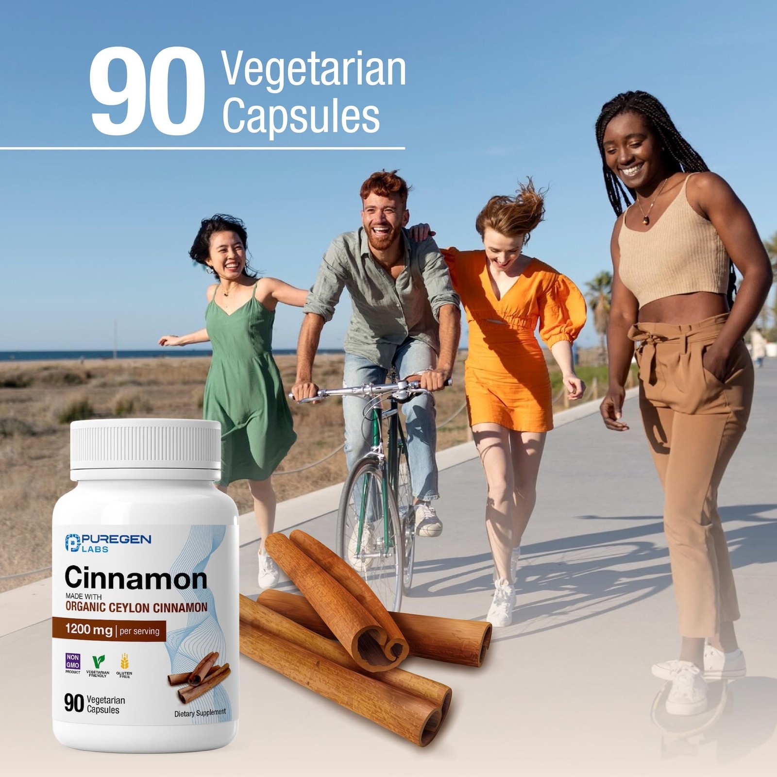 Organic Cinnamon (Ceylon Cinnamon) 1,200mg 90 Count (Pack of 1)
