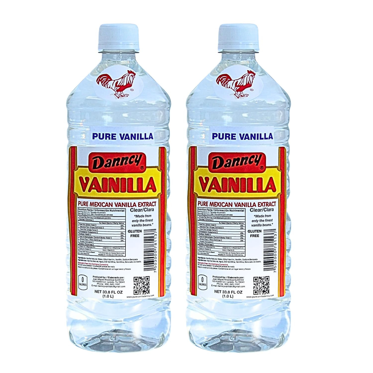 Vanilla Clear 33.8 Fl Oz (1L) 2 Pack – Authentic Mexican Vanilla Flavor