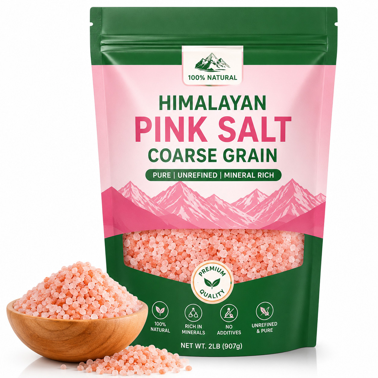 Himalayan Pink Salt Coarse Grain 5 lb Grinder Refill Natural Sea Salt Cooking