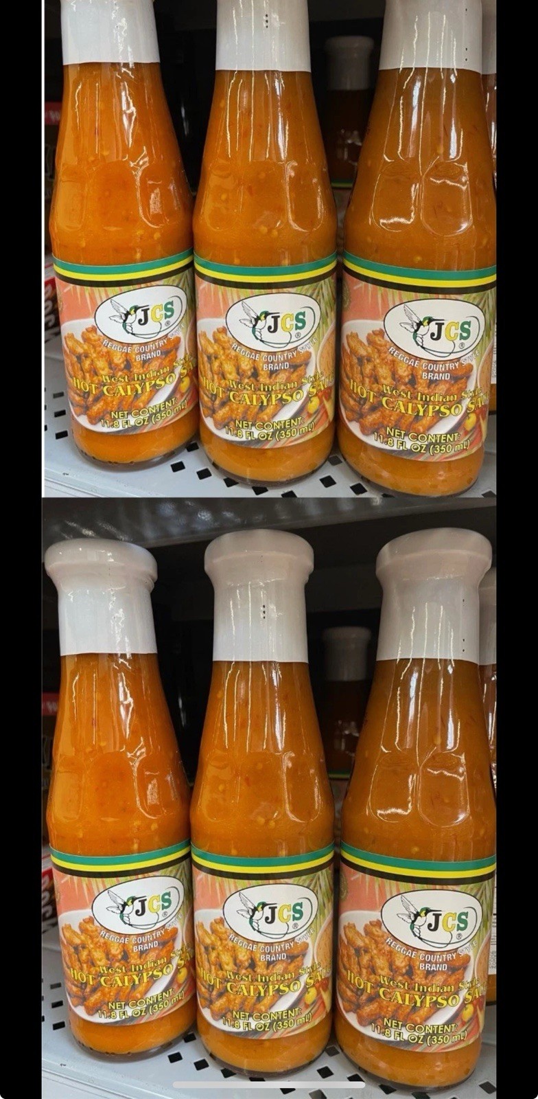 6 Pack JCS Jamaican Country Style Hot Calypso Sauce, West Indian Style, 11.5 oz