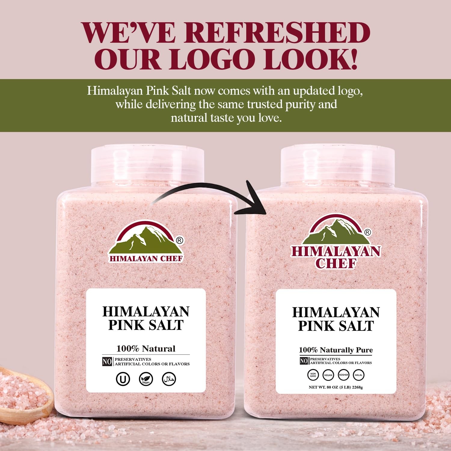 Pink Salt Fine Grain, Plastic Jar – 5lbs GMO & Gluten-Free
