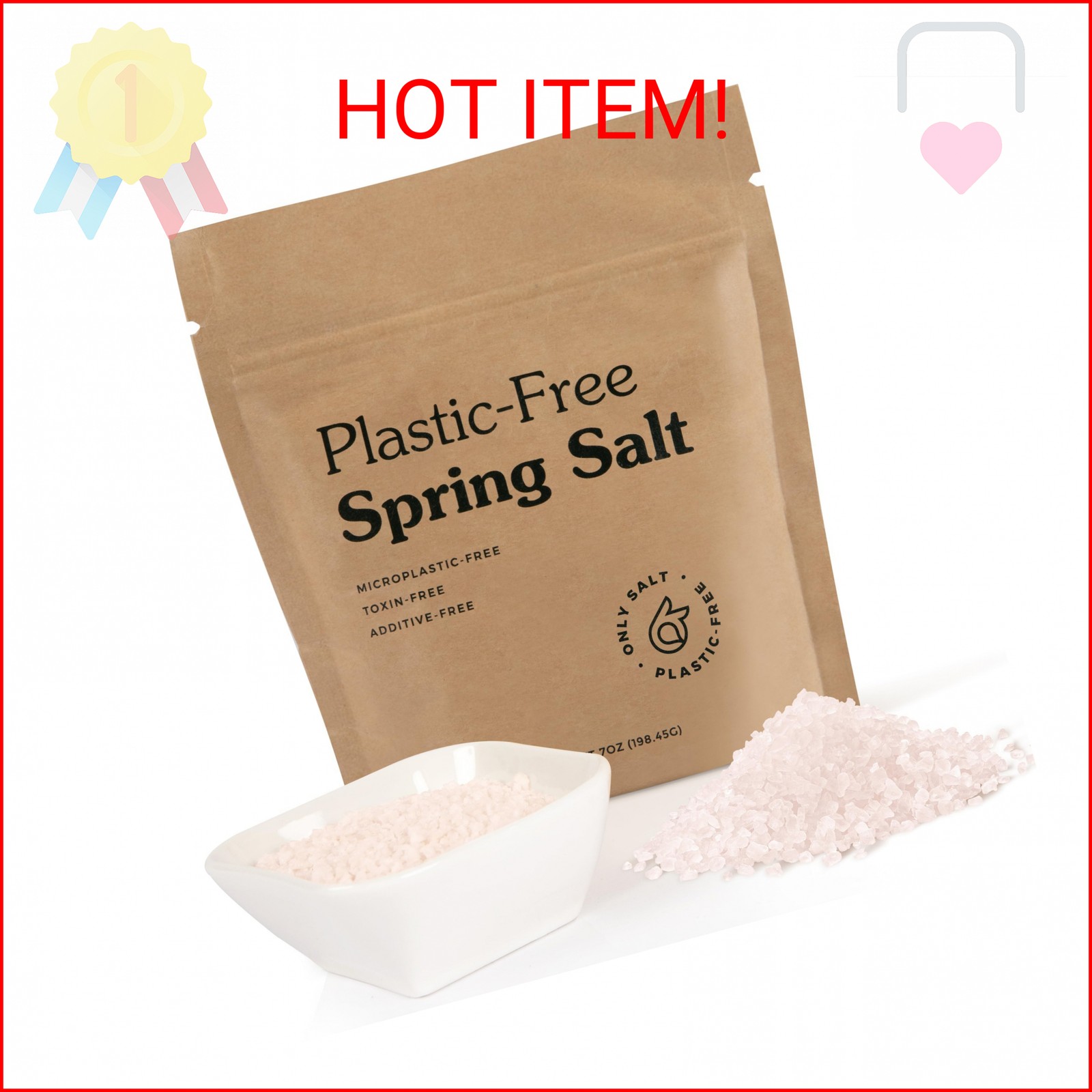 Ancient Spring Salt – Organic, Natural – Microplastic & Toxin Free – 7oz Pouch