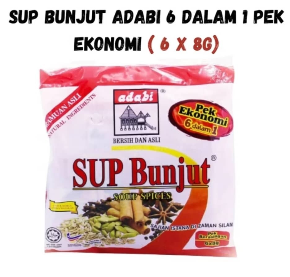 Adabi Soup Spice Sup Bunjut Economy Pack 8 packs (6 pcs x8g)fast shipment by DHL