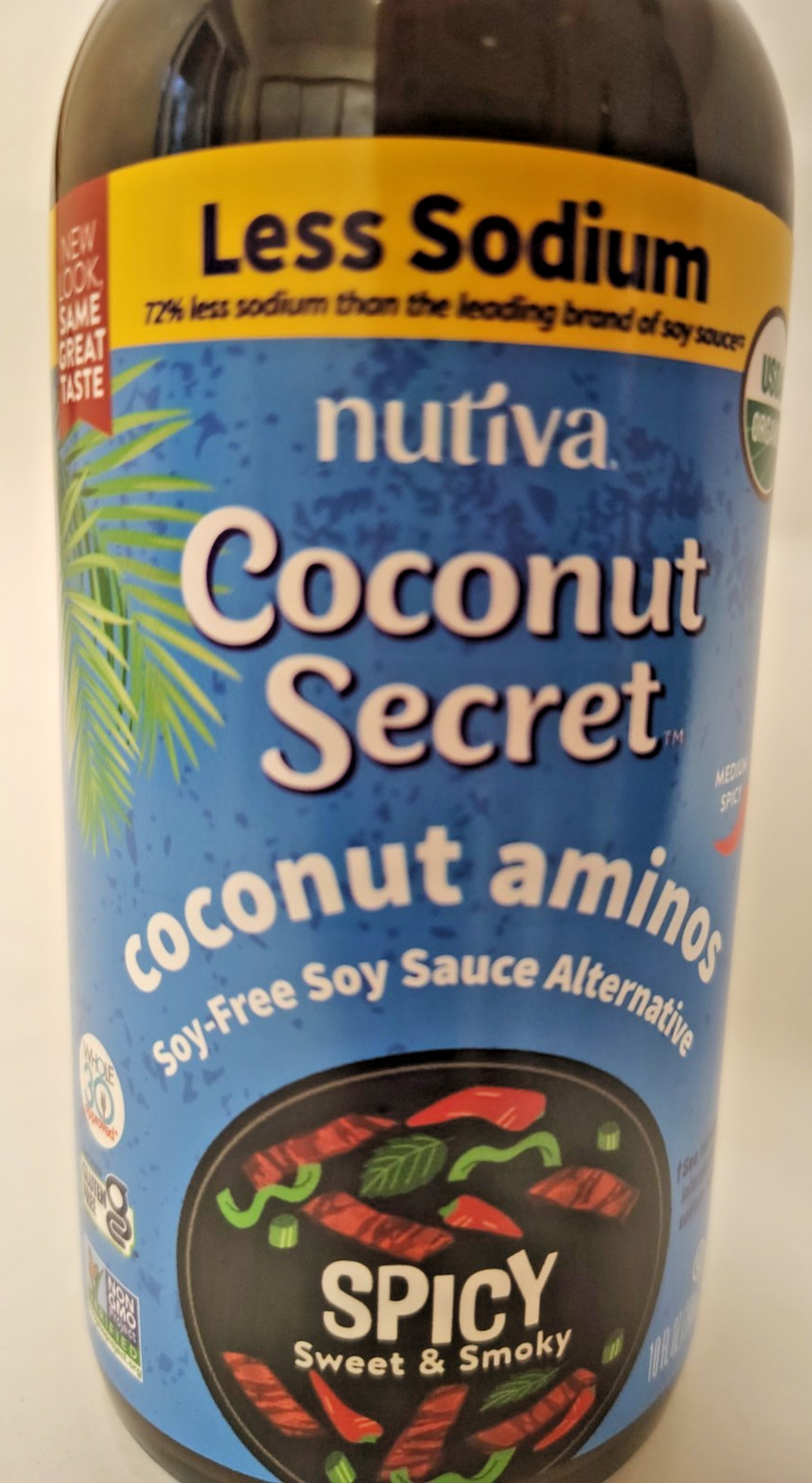 4X) Coconut Aminos, Soy-Free Soy Sauce Alternative, Medium Spicy, 10oz, BB 9/27