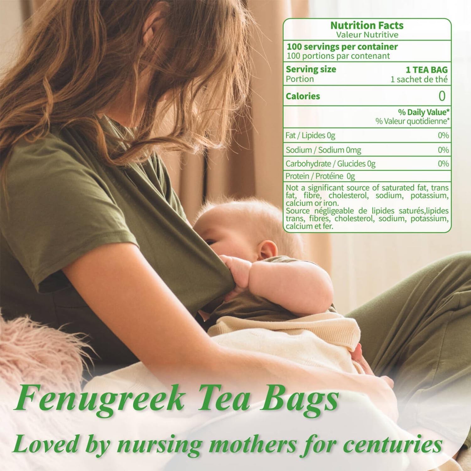 Fenugreek Tea Bags 100 Count Caffeine-free Methi Seeds 100% Natural Herbal